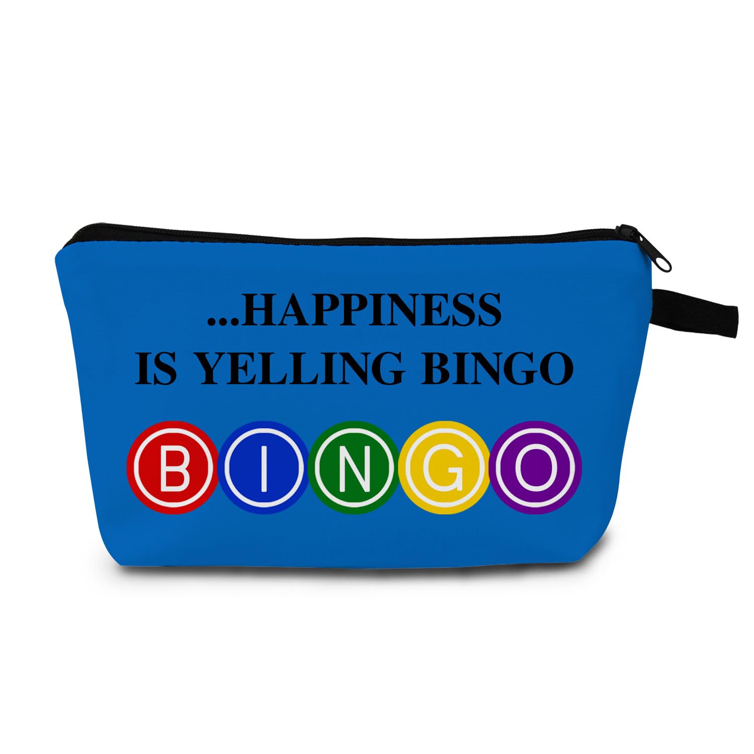 MoCaliduccious "Happiness Is Yelling Bingo Print Makeup Bag for Women Birthday Gifts Holiday Cheer & Adult Celebrations Bingo Game Lover Player Gifts