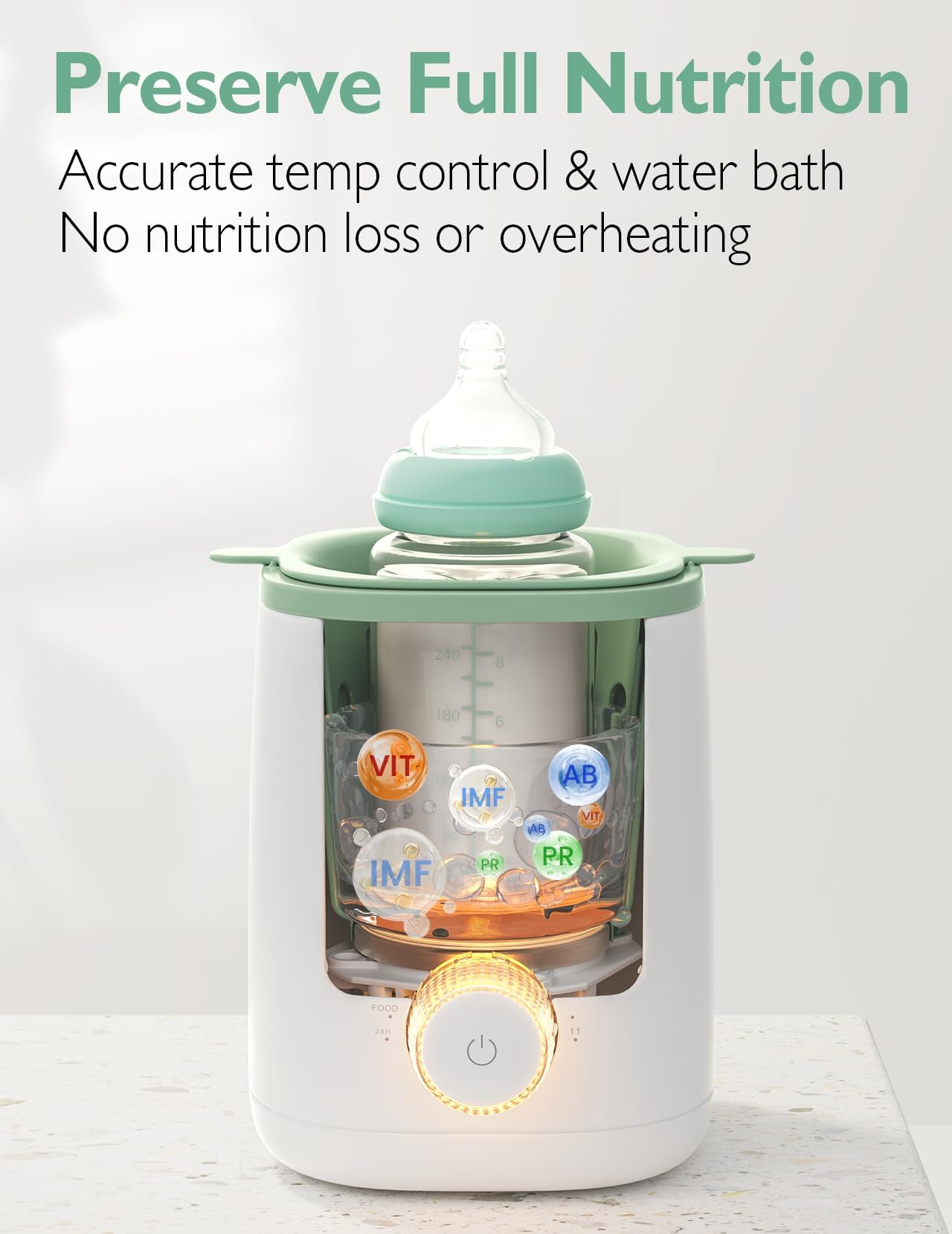 Momcozy Nutri - Calentador de biberones para bebé con control de temperatura preciso y luz nocturna