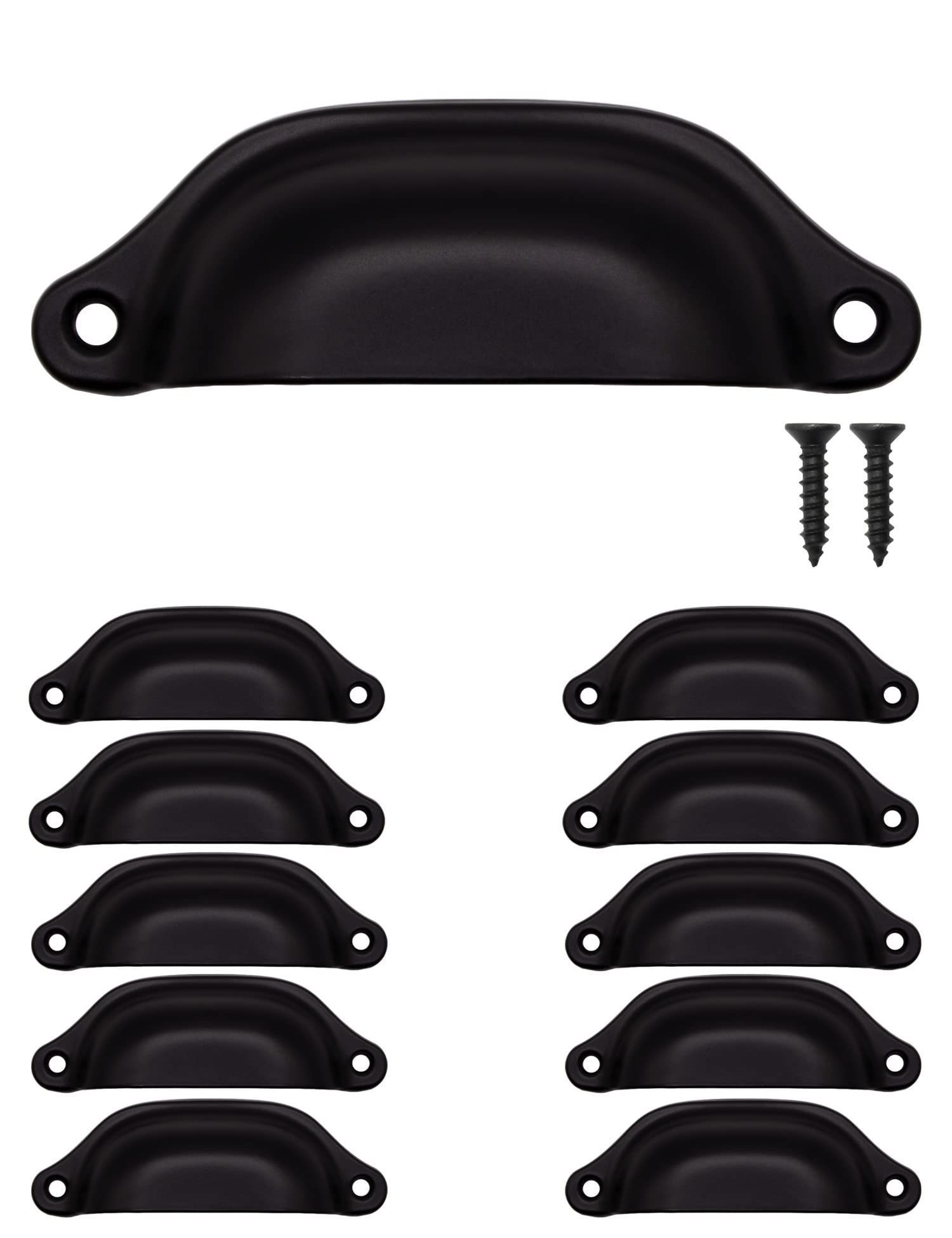 Fuxxer® - Set di 10 maniglie per cassetti antiche - Design retrò - Maniglie per credenze, credenze, cassettiere, stile casa di campagna, 98 x 32 mm, colore: nero