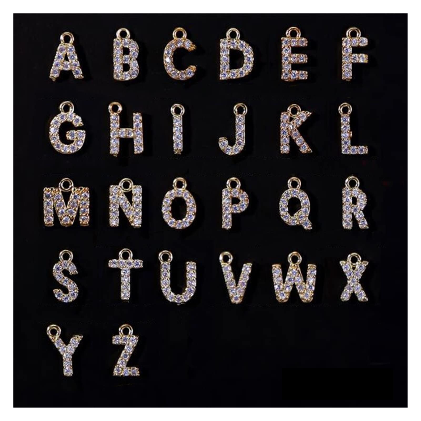 26 Lettere/Lot 3D Zircon Nail Art Charms Piercing Alphabet Dangle, 2 6pc. Set di Gioielli A-Z. Decorazioni for Unghie in Metallo Alfabeto Oro # 1002# wanglan