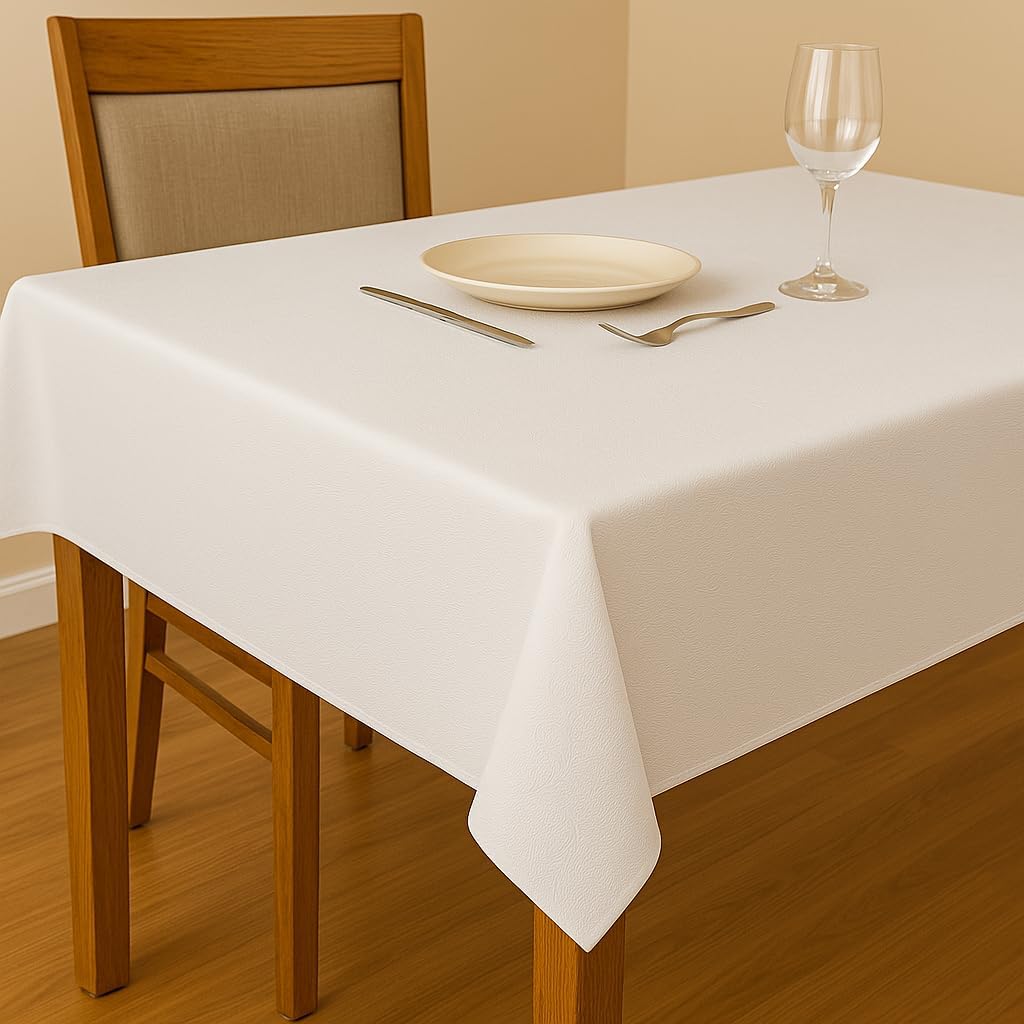 Dependable Industries inc. Essentials Vinyl Table Pad Protector with Flannel Backing – Waterproof Quilted 52 x 90 Rectangle Cut to Fit Table Cover for Dining and Kitchen Tables