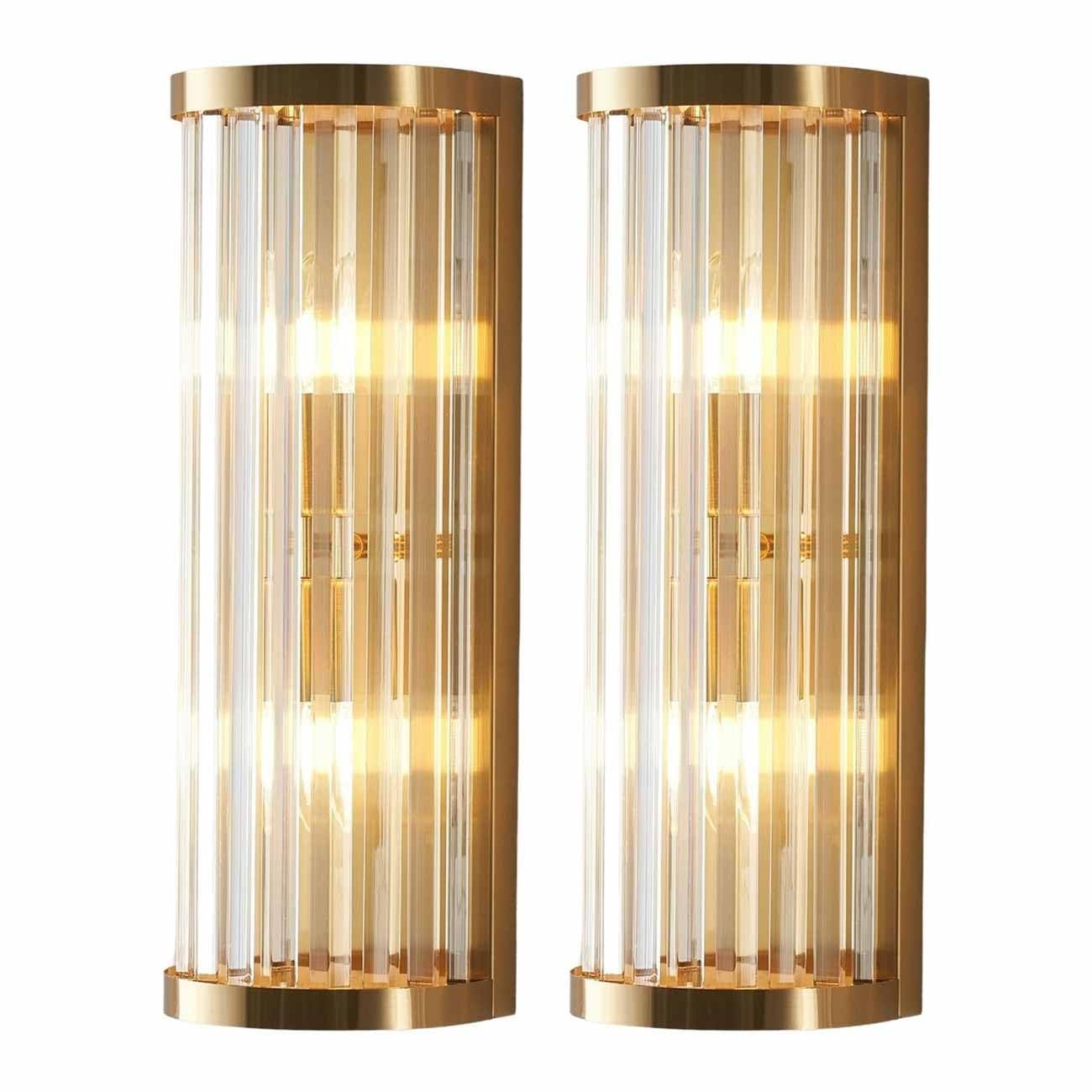 JYBNBBE Wall Sconce 18.1" Crystal Gold Wall Light Long Crystal Glass E14 Wall Light ForBedroomStairs