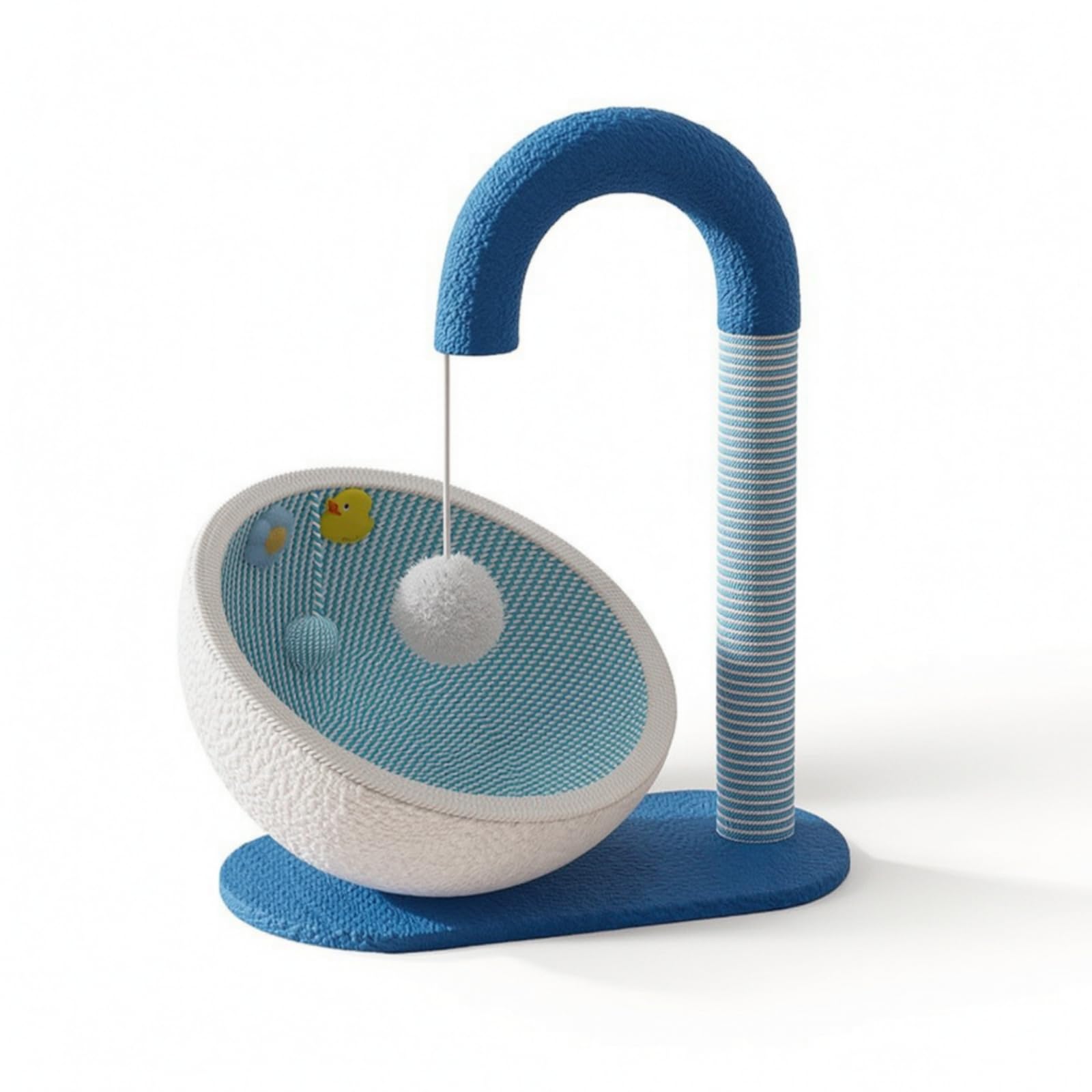 Cuccia Tiragraffi da Interno con Giochi Stabile per Gatti, Stile Carino, Tiragraffi Con Nido Per Gatti Integrato, Colore Blu
