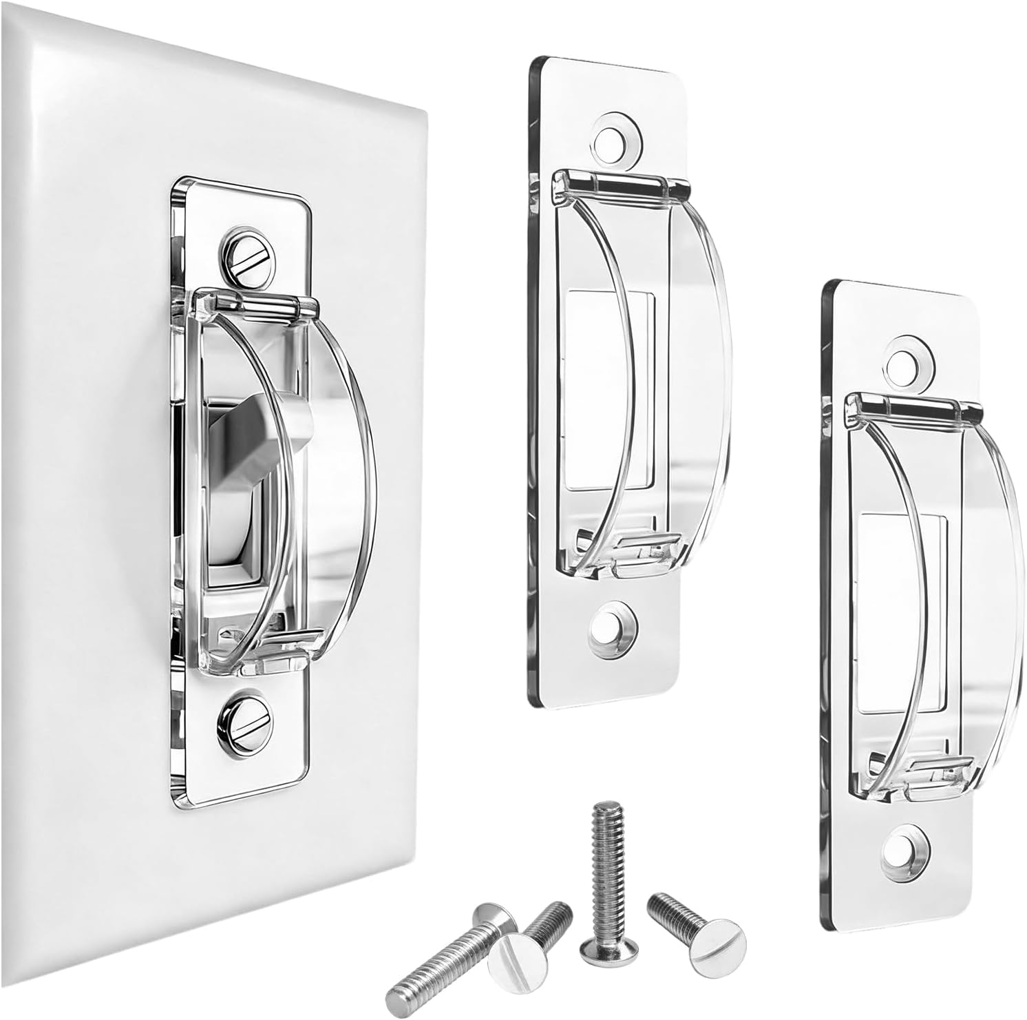Light Switch Cover Guard, 2 Pack Clear Light Switch Lock, Light Switch Guard, Child Proof Light Switch Cover, Prevent Accidental ON/Off from Kids, Pets, Bumps，Includes Screws