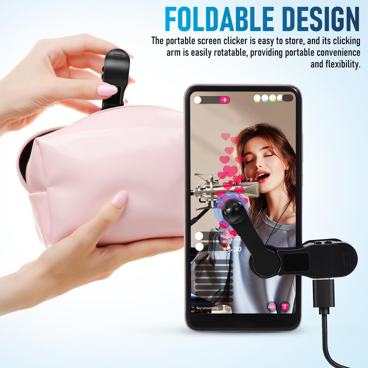 jojofuny Phone Automatic Screen with Adjustable Speed and Speed Display Foldable 180 Rotatable Design for Mobile Gaming Live Streaming and Repetitive Phone Tasks
