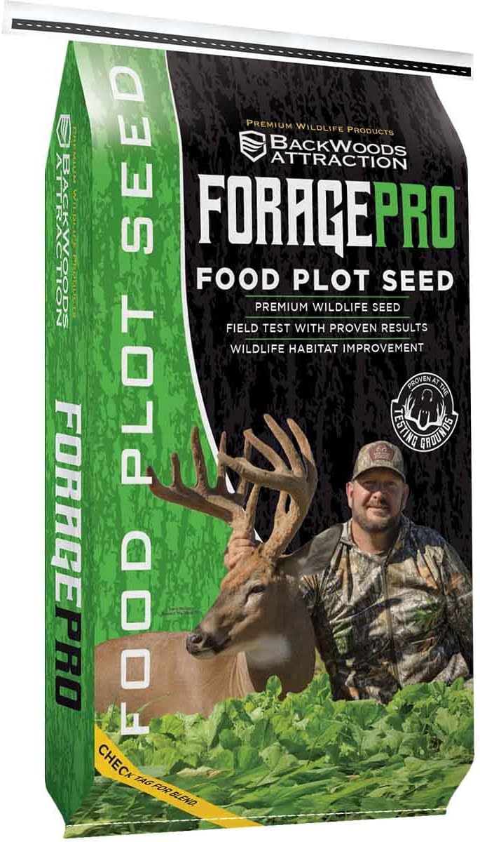 Backwoods Premium Wildlife Products FORAGEPRO Big River Blend 50lb Bag - Whitetail Deer Food Plot Seed for Lush, Deer Hunting - Handpicked Triticale, Black Oats, Forage Wheat
