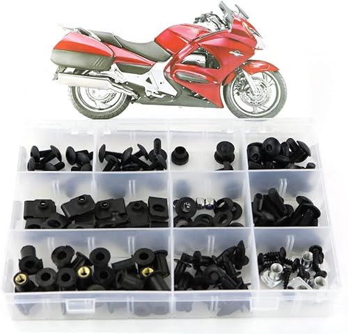 Xitomer Juego completo de pernos de carenado, apto para ST1300 2002-2013 ST1300, kit de montaje, arandelas, tuercas, sujetadores, ojales (negro mate)