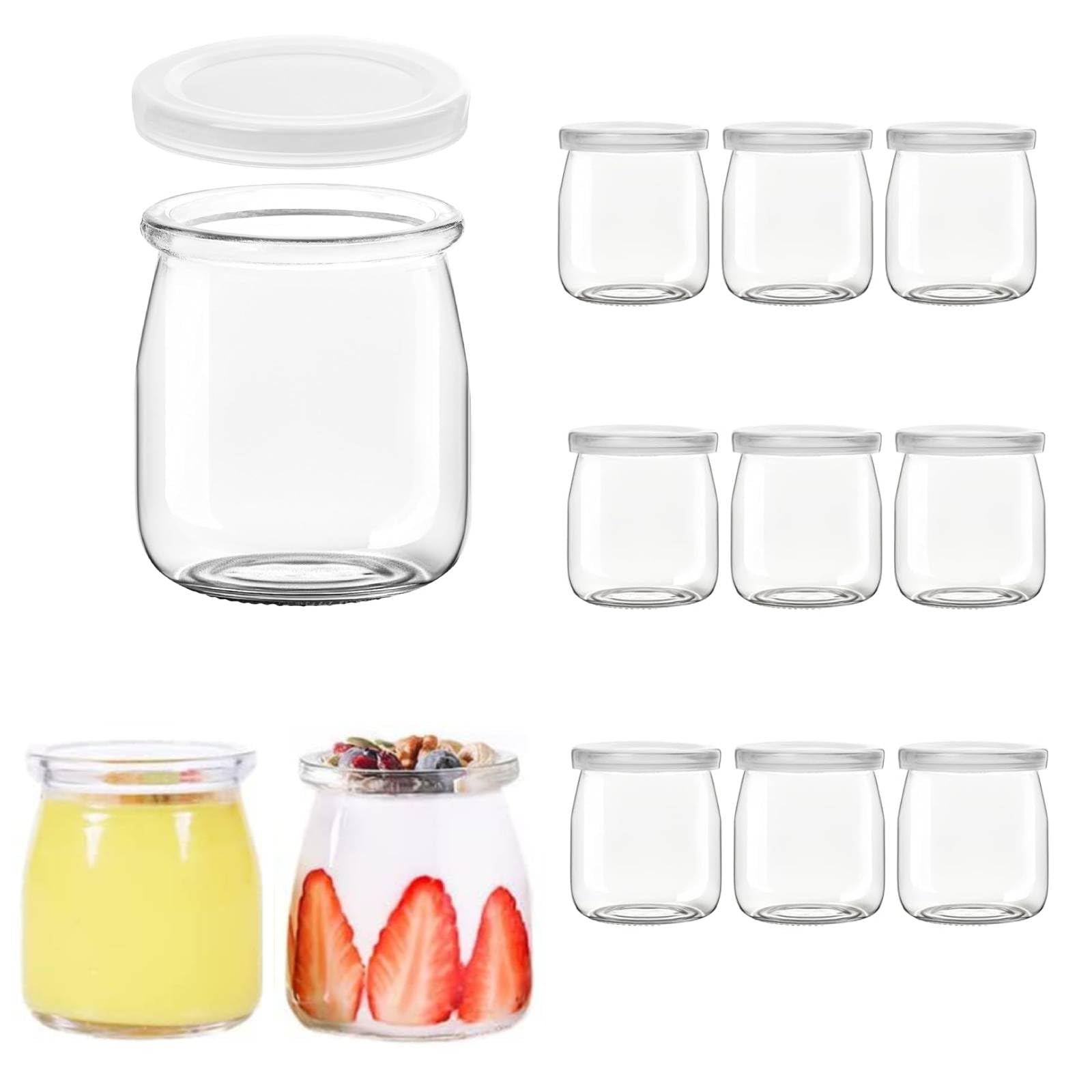 20 Vasetti In Vetro Per Yogurt E Dessert 200 Ml Con Coperchio - WELTOKE, Contenitori Per Budino, Marmellata, Miele, Lavastoviglie