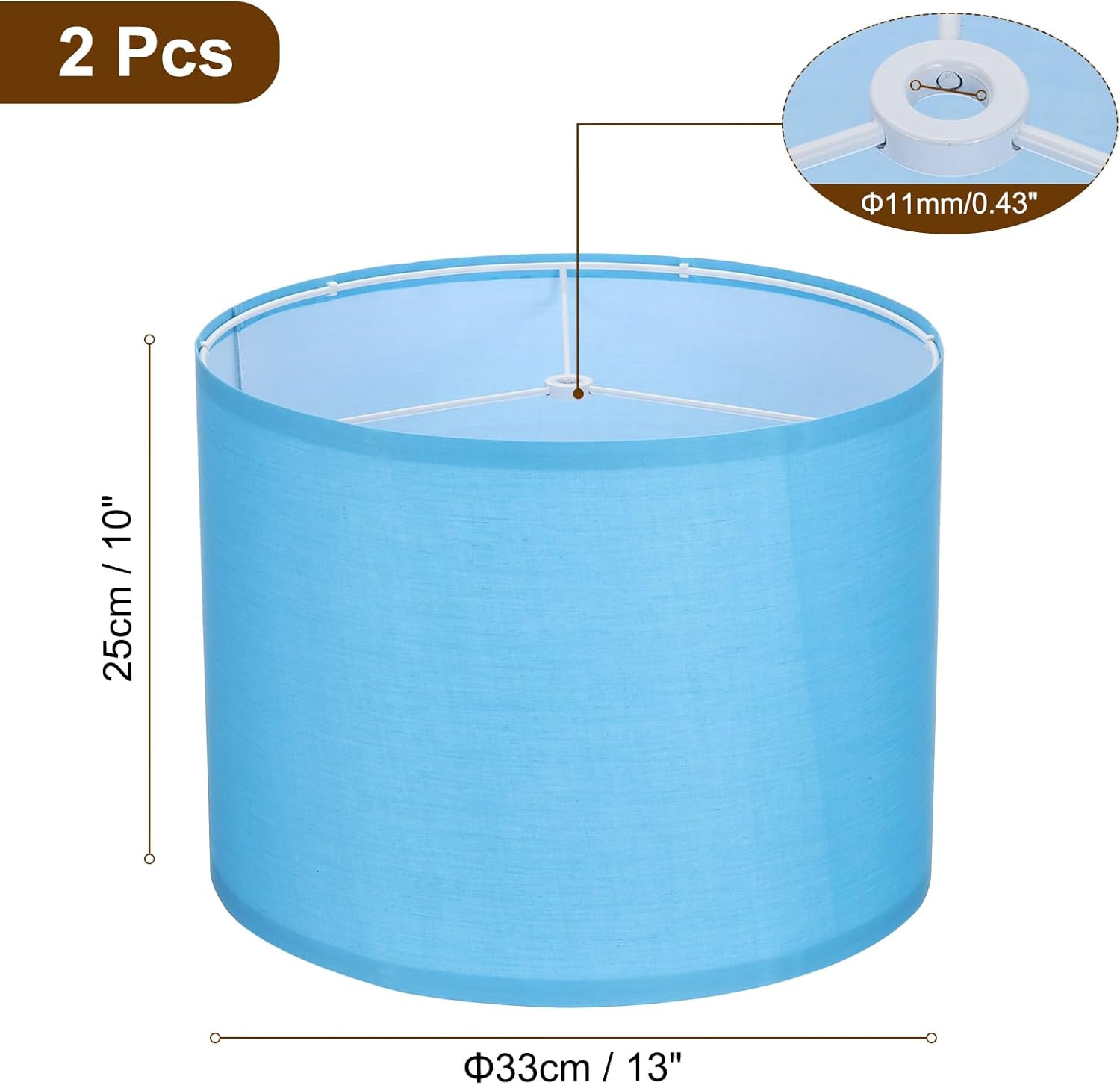 YOKIVE 2Set Drum Lamp Shades for Table Lamps, 13"x13"x10" Linen Lampshade Easy Assembly Lamp Shade(Spider Fitter) for Table Lamps Floor Lamps Bedside, Blue