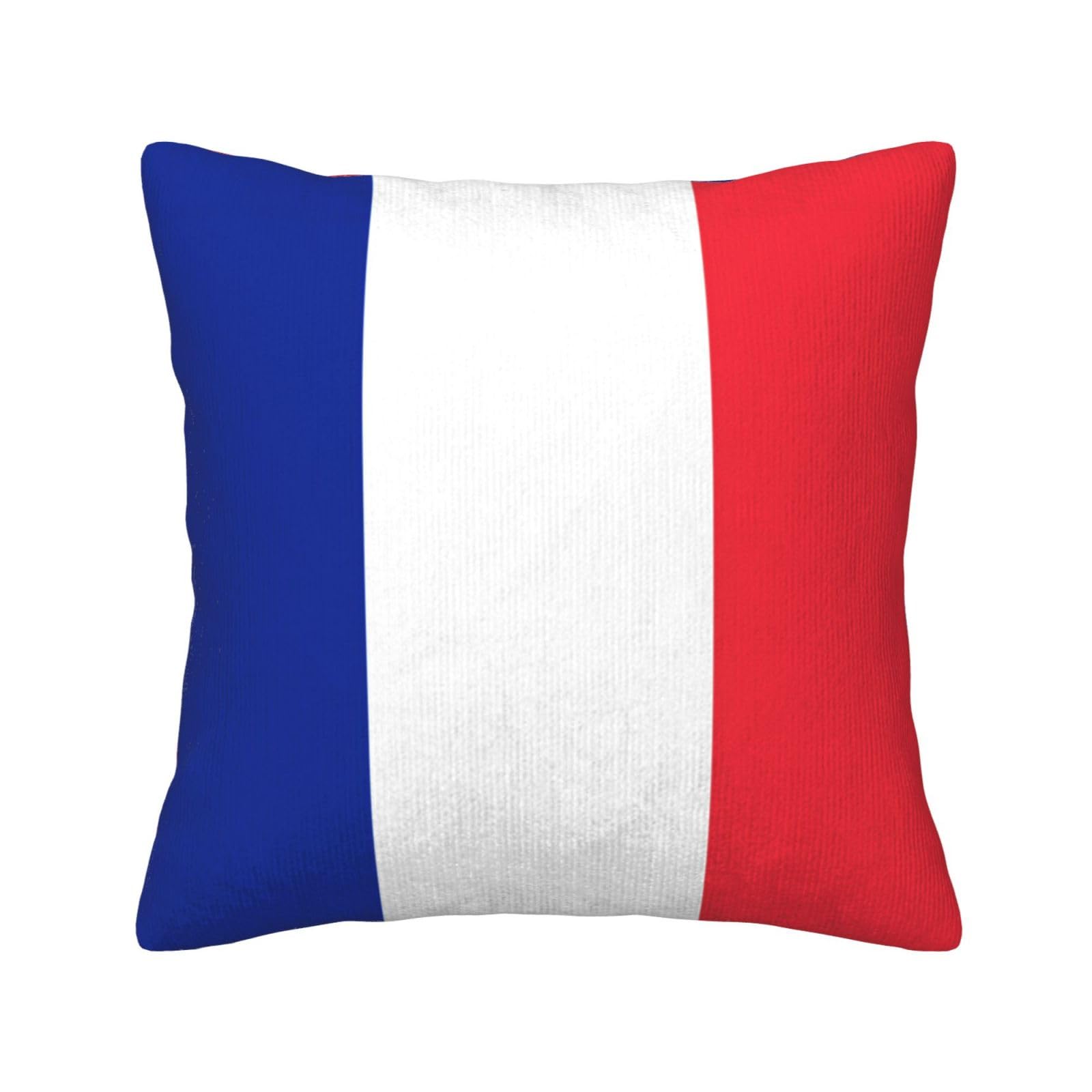 HGIUYDRD French flag Print Corduroy Throw Pillow with Invisible Zipper Closure for Living Room, Couch and Bed
