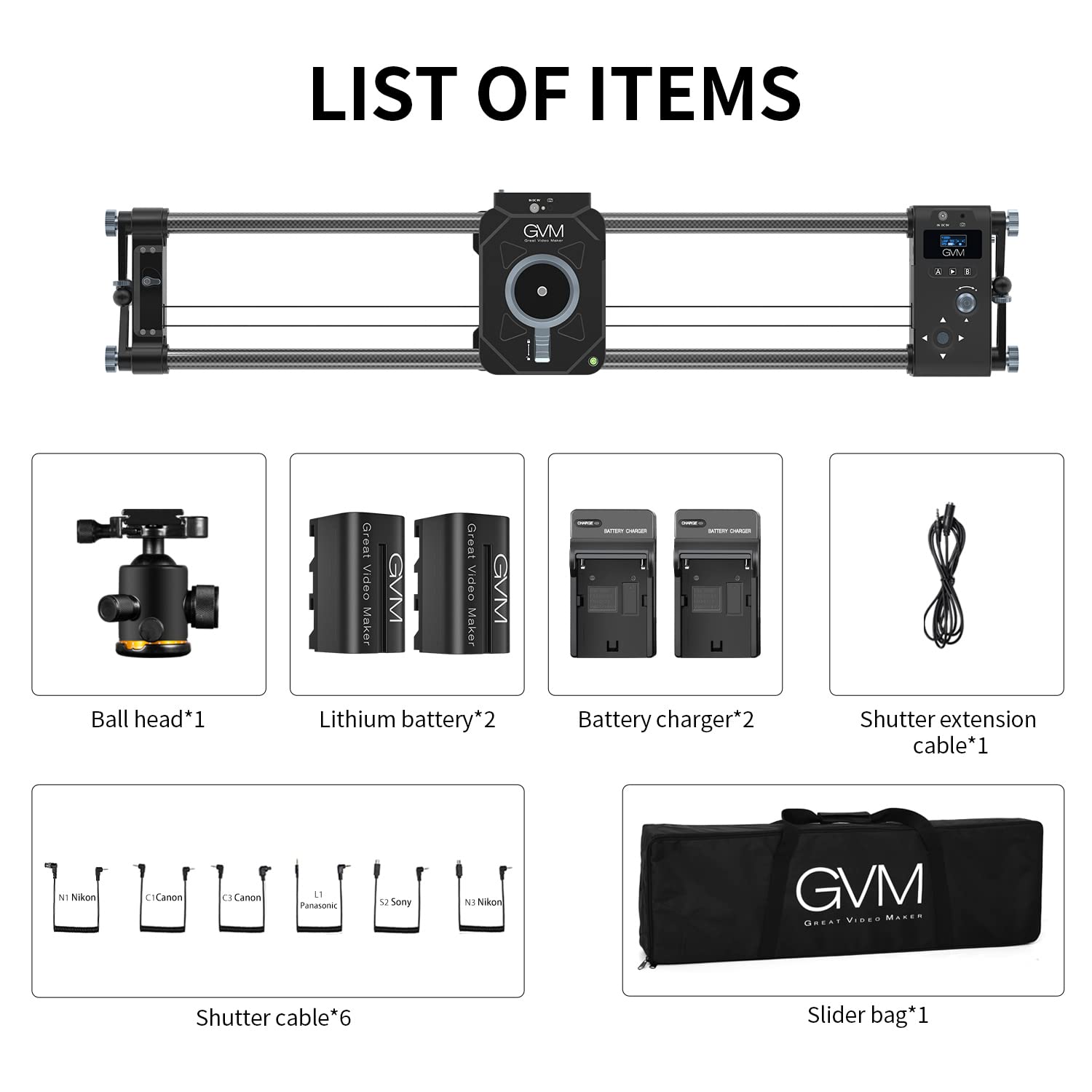 GVM 80cm motorisierter Kamera Slider, Kohlefaser Fotografie Kameraschiene mit APP Steuerung, Stabilising Schieberegler mit Zeitraffer Videoaufzeichnung und Fokus Tracking für DSLR Kameras