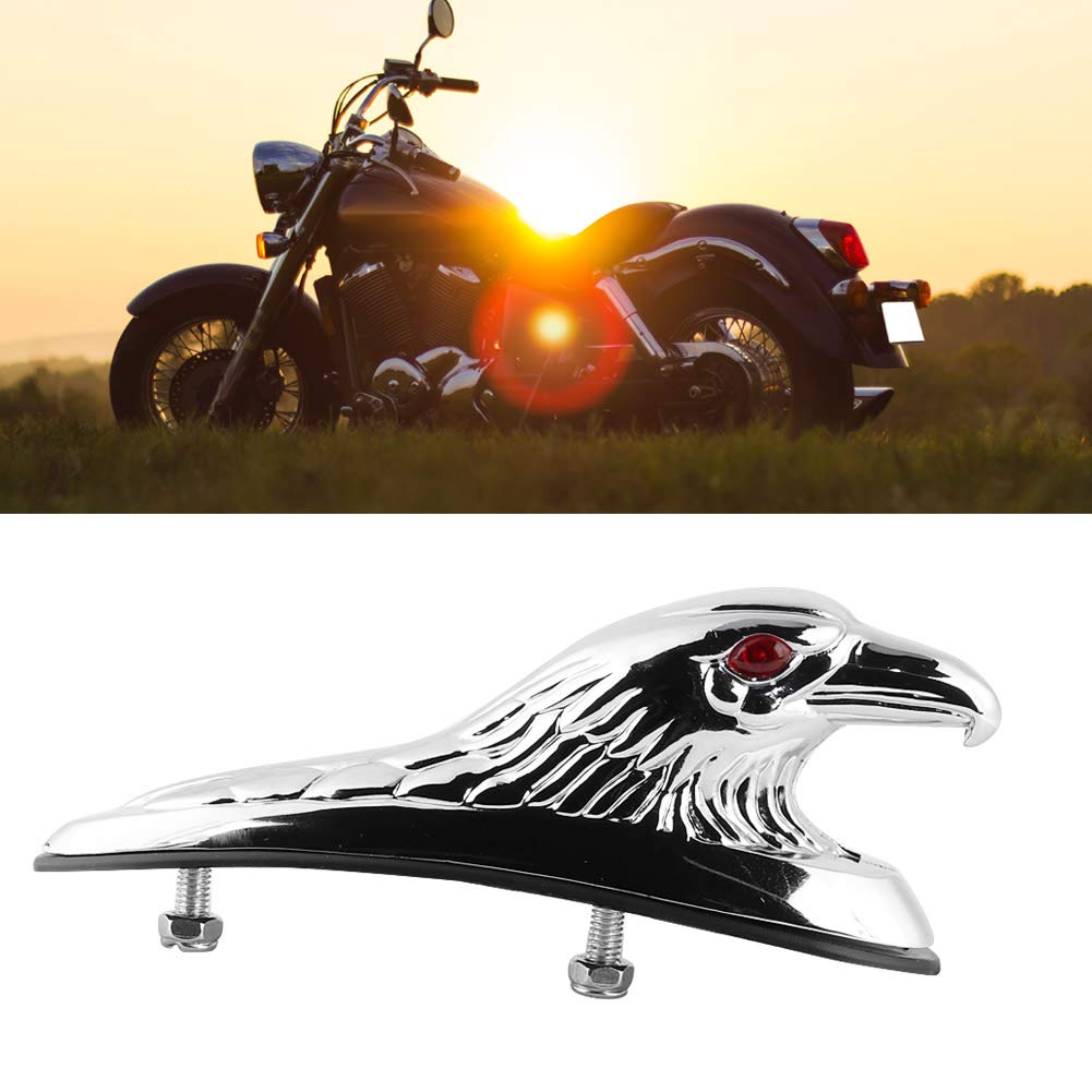 Sorandy Ornamento Universale per Moto, Statua con Testa Cromata con Occhi Rossi, per Bulloni da 6 Mm