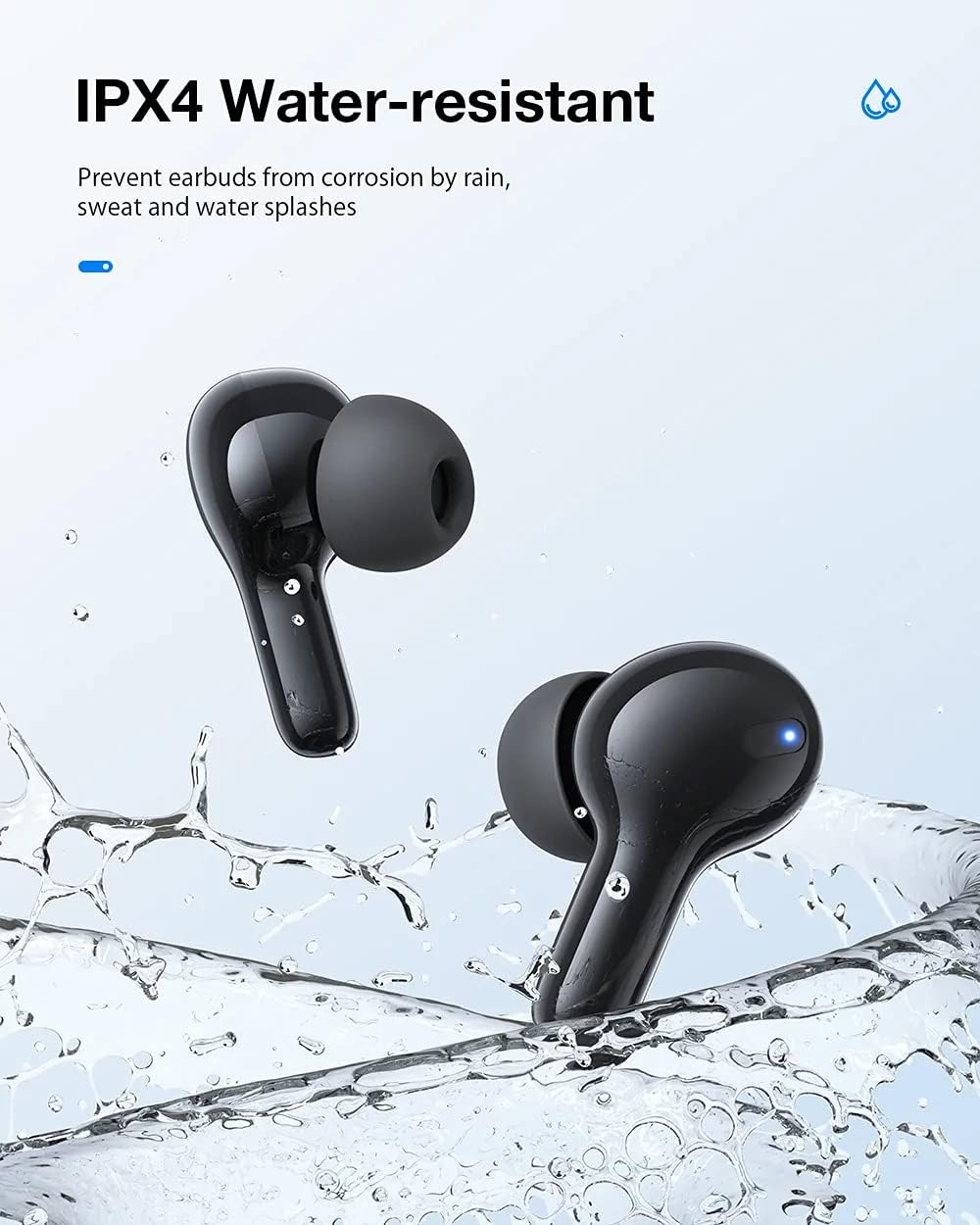 AIRAUX AA-UM11 earbuds in water splashes