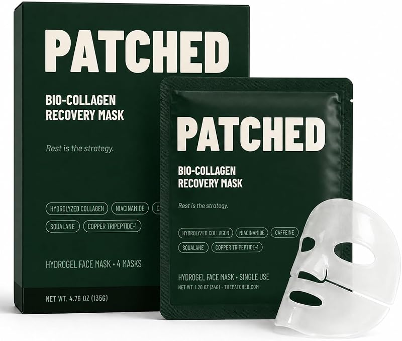 Patched Máscara facial de hidrogel para homens com peptídeos, 4 unidades, sem fragrância