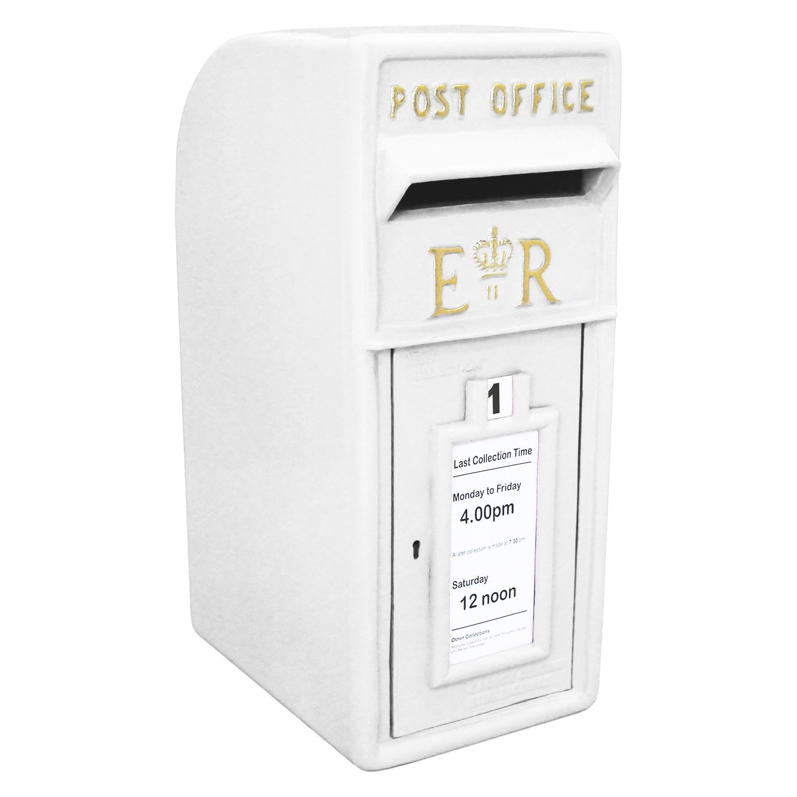 Post Box ER Cast Iron Wall Mounted Wedding Authentic Pillar Replica Lockable Post Office Letter Box White