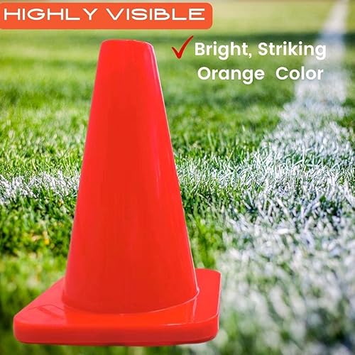 Miniatura 6 de 6in9in12in28in Heavy Duty Agility Training Cones for Sports & Kids Coaching, Field Markers for Motorcycle, Bikes, Traffic, Basketball, Soccer