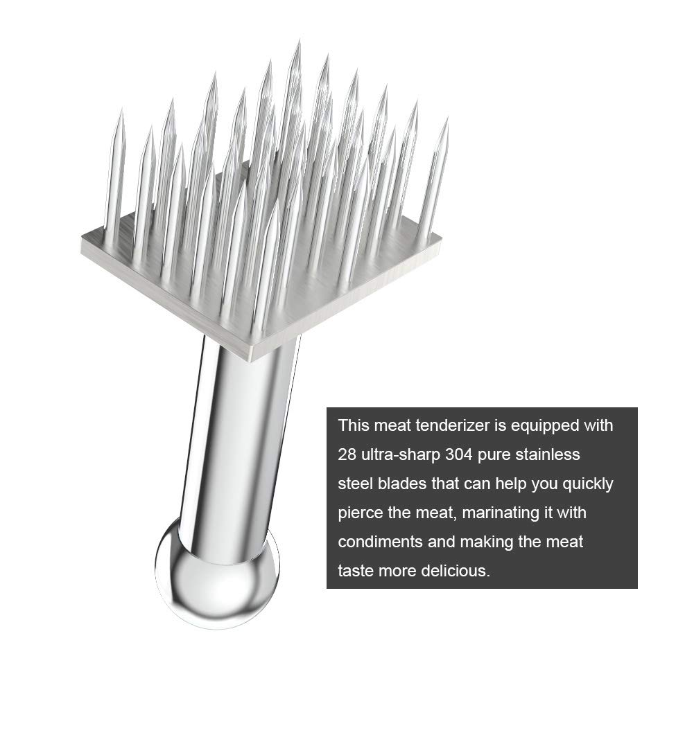 Fleischklopfer Mit 28 Klingen – Aus Edelstahl, Für Marinade & Zartmacher – Ideal Für Steak, Geflügel & Grill