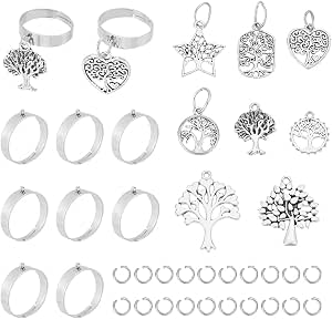 UNICRAFTALE Juego 8 Anillos En Blanco Acero Inoxidable 304 - Chapado Oro 18k, Con Cabujones De Cristal, Base 16.9 Mm, Para Hacer Joyería