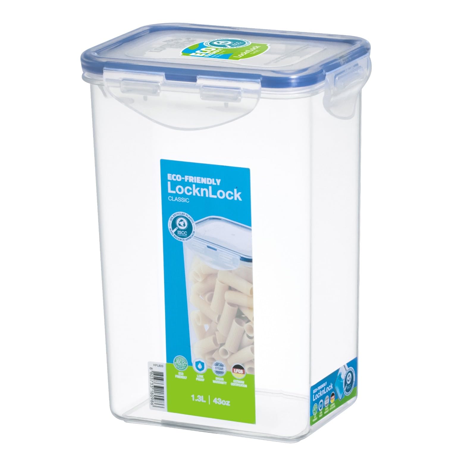 Lock & Lock HPL809 Rectangular Storage Container - Clear/Blue, 1.3 L