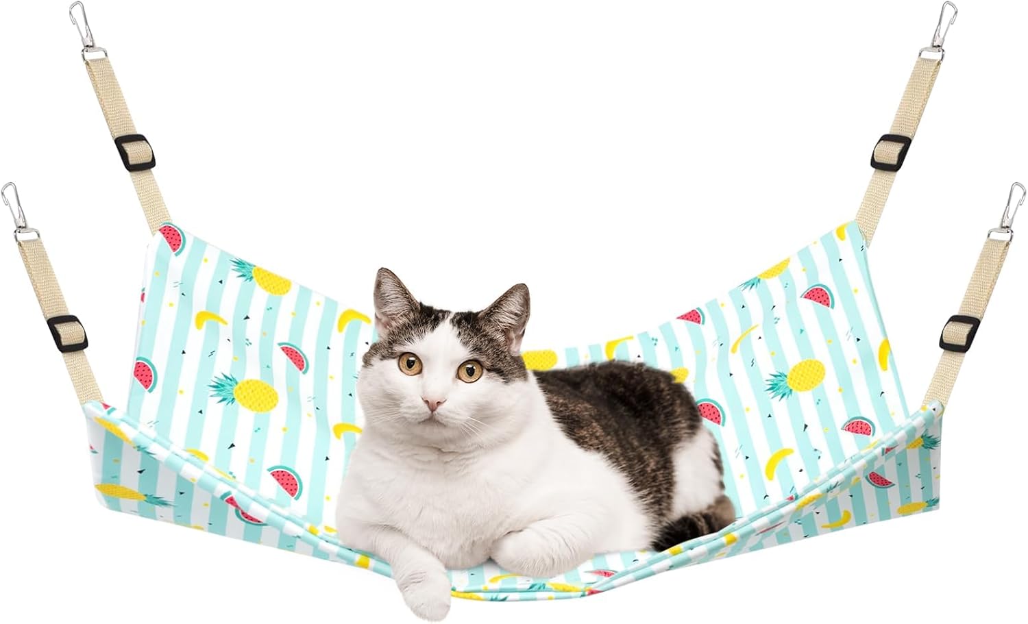 Cat Hammock for Cage – Cool Summer Hanging Bed for Cats, Small Dogs, Rabbits & Small Pets – Adjustable, Durable & Space-Saving (Blue Fruit, 22×18 Inches, Supports 20 Lbs)