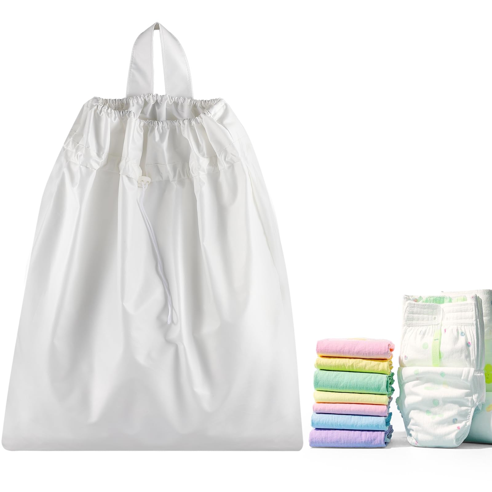 Diaper Pail Liners, Cloth Diaper Pail Liner with Strap Pail Pouch Hangable and Washable Waterproof Diaper Pail Liner Reusable Laundry Bag Suitable for Diaper Pails Kitchen Trash Cans, 26 x 23 Inch
