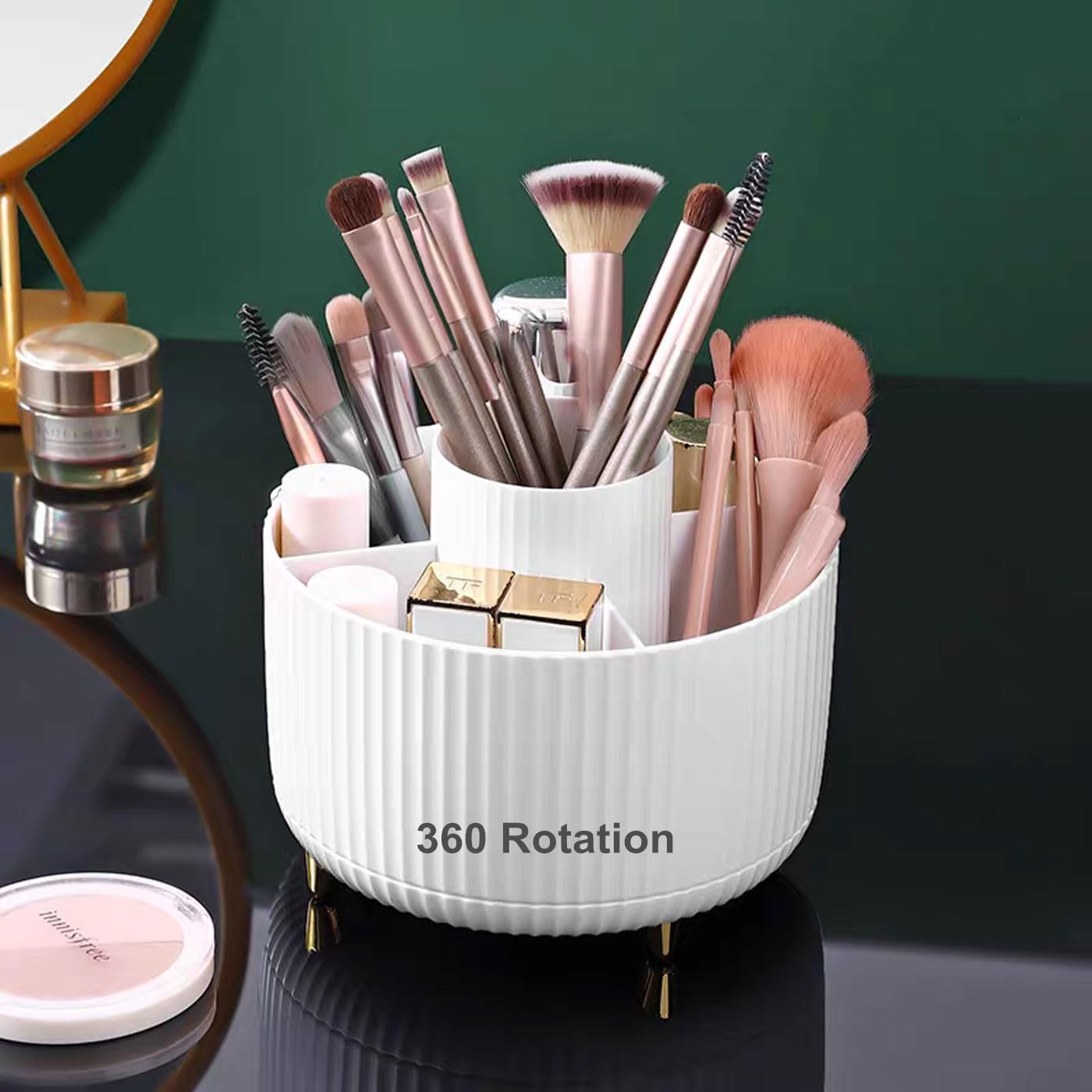 AVLA Make-up-Pinselhalter Drehbar – 4 Stück, 5 Fächer, 11,7 Cm, Kosmetik-Organizer