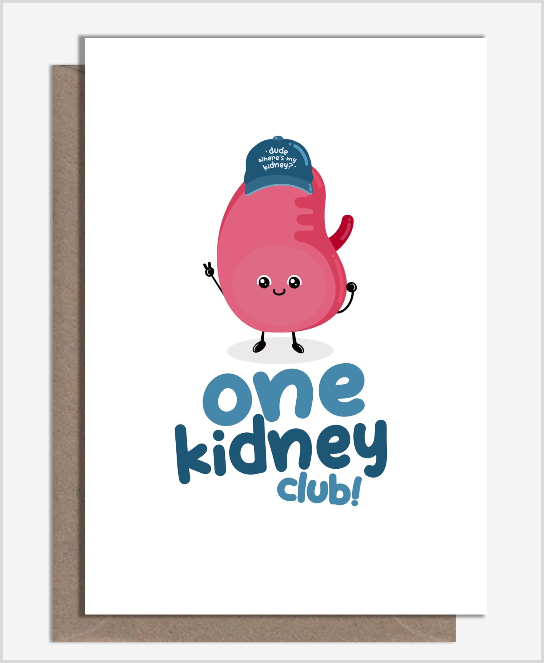 Funny Handmade Kidney Organ Donor Greetings Card For Thank You, One Kidney, Kidney Operation And Surgery By What the Duck Cards - CLUB (Card & Rainbow Confetti)
