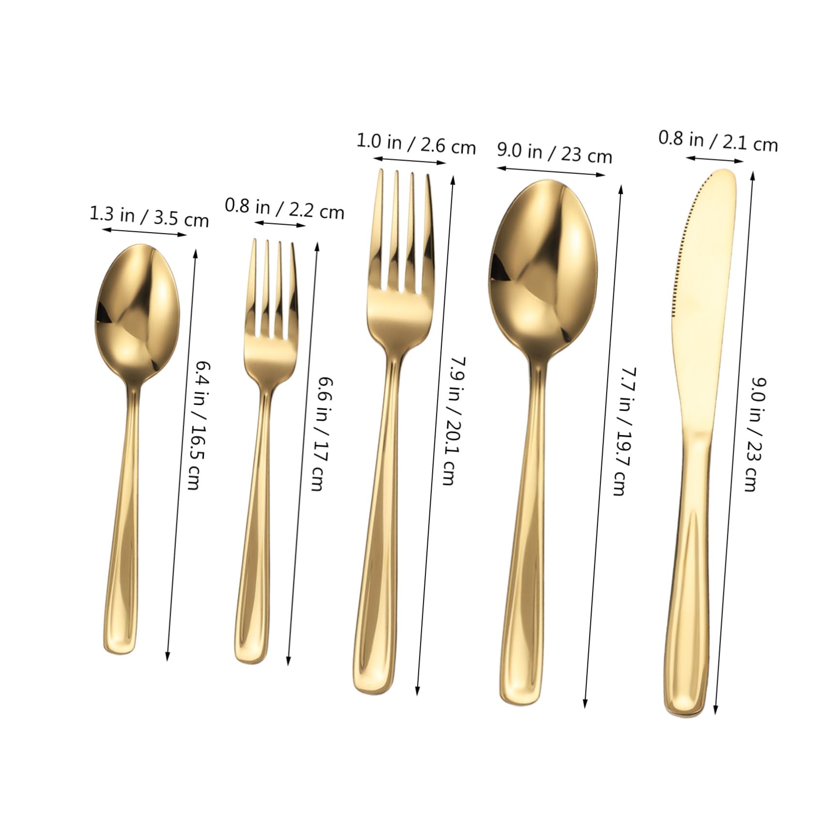 2 Impostati Posate Steak in Acciaio Resistente con Coltelli e Cucchiai Ergonomici Kit da Tavola per Casa Ristorante e Picnic Facile da Pulire