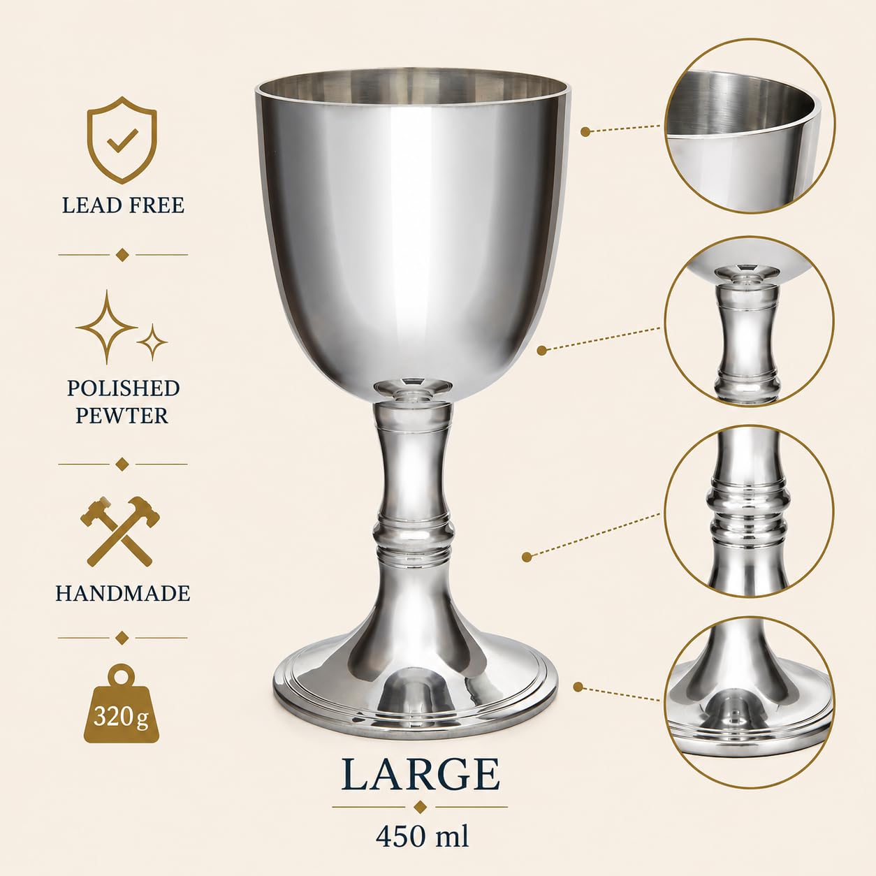 Wentworth Pewter Duży kielich z czerwonego wina z cyny