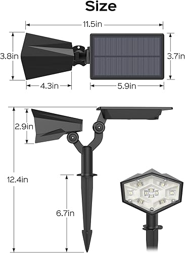 Miniatura 6 de JACKYLED Focos solares para exteriores, foco que cambia de color, focos RGB para paisaje, impermeables, luces solares para patio, jardín, pasarela,