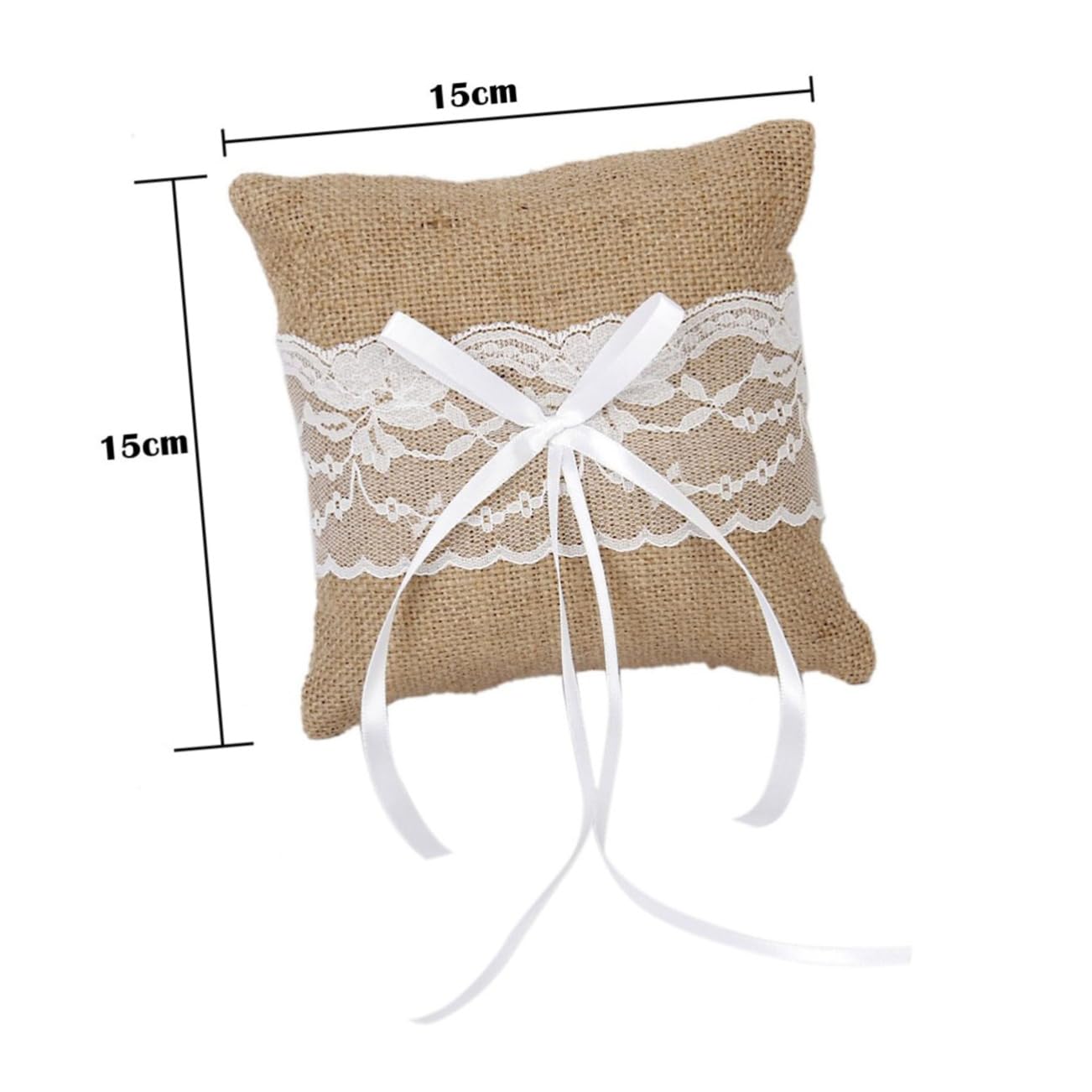 WHAMVOX Flower Basket Pillow 6x6'' Burlap Jute Lace Basket for Wedding Rustic Wedding Accessory