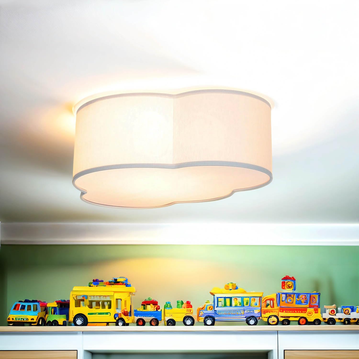 Lámpara de nube para habitación infantil tela gris 2x E27 bombillas fáciles de instalar lámpara de techo intercambiable lámpara de techo para niños