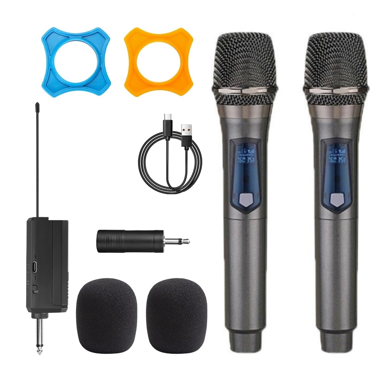 Microfono Wireless Microfoni Palmari Dinamici Karaoke Con Ricevitore Ricaricabile For Feste Di Matrimonio, Club In Chiesa Riproduzione Chiara Del Suono(A 1to2 Rechargeable)