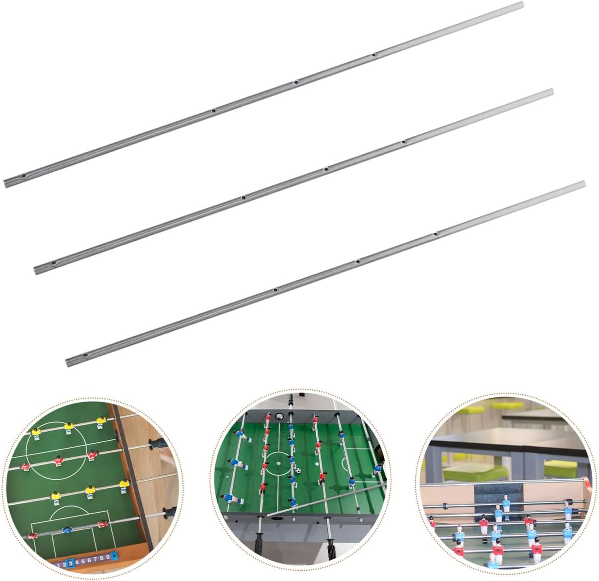 HANABASS Foosball Table Operation Poles 3-Pack 15.15 Inch Metal Replacement Rods for Table Soccer Accessories and Football Machine Repair