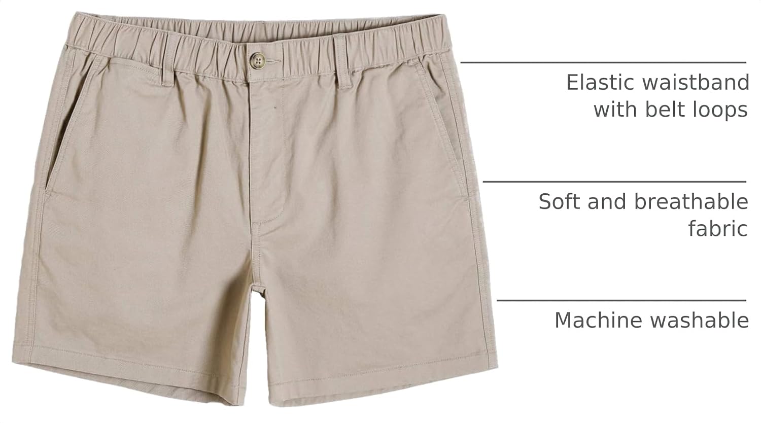 maamgic Men's Classic Fit 5" Cotton Casual Khaki Shorts with Multi-Pocket