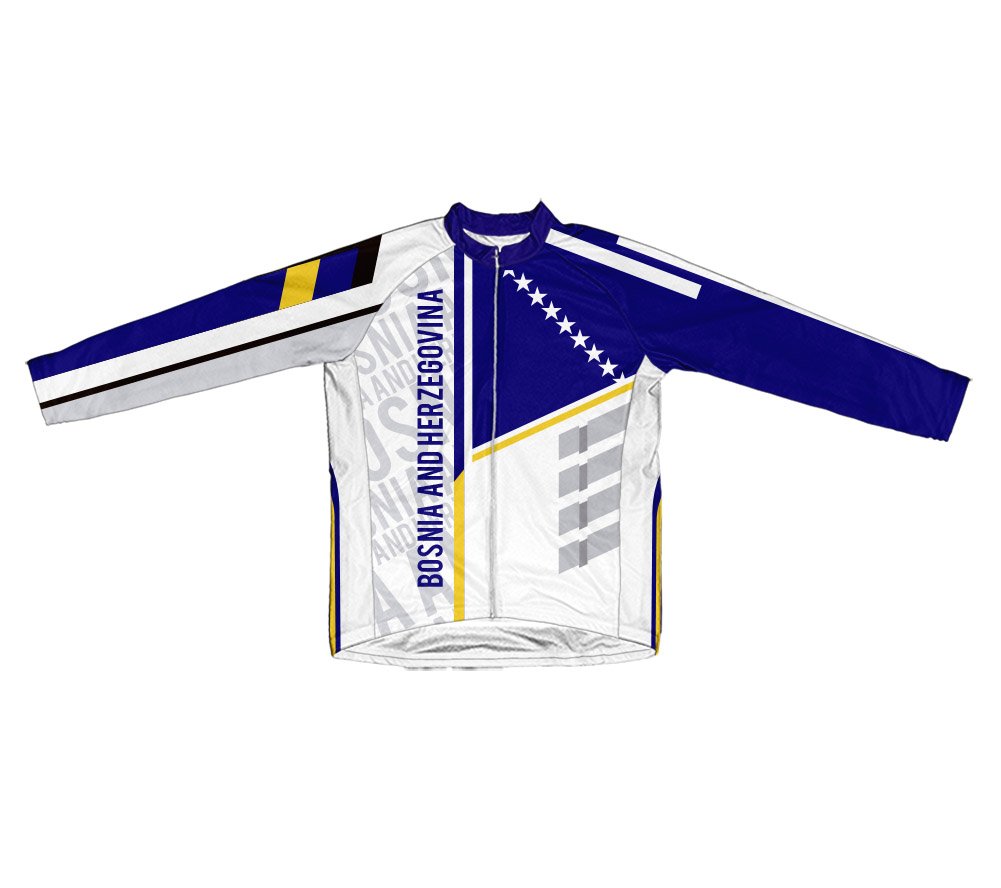 ScudoPro Bosnia and Herzegovina Long Sleeve Cycling Jersey for Men - Size 2XL White