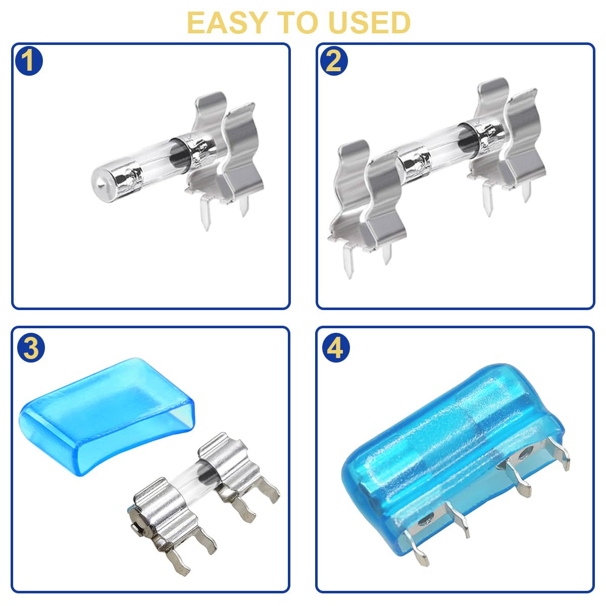 Xiatiaosann 100pcs Fuse Clips 5x20mm Glass Ceramic Tube Holder Clamps with Fuse Clip Protective Cover - Image 3
