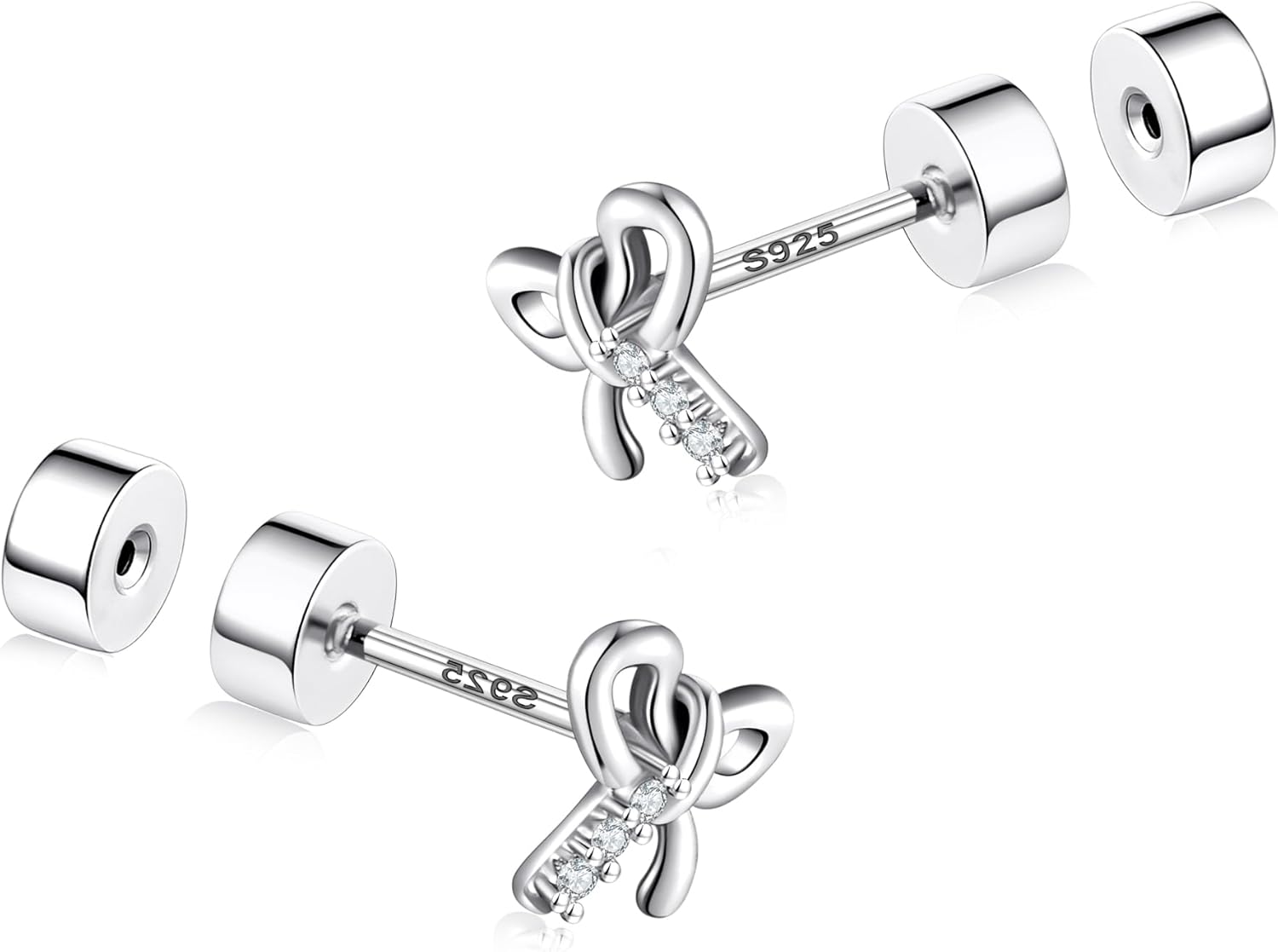 CEROUNO Flat Back Stud Earrings - 925 Sterling Silver Post Flatback Earrings Gold Silver Cubic Zirconia Earrings Studs for Women