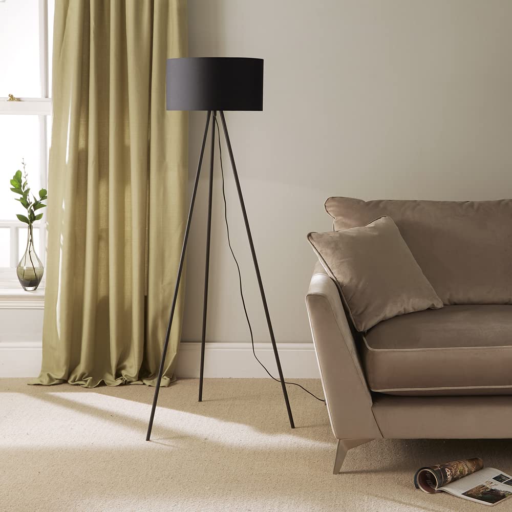 K Living Black Floor Lamp Leena Black Metal Tripod Floor Lamp