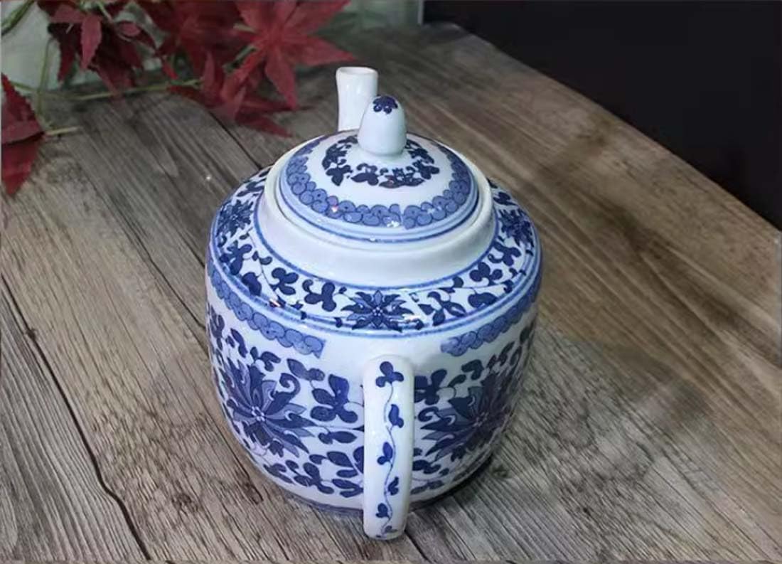 Théière en céramique de porcelaine bleu et blanc peinte à la main de grande capacité Jingdezhen de Chine, théière à fleurs, théière à café A07