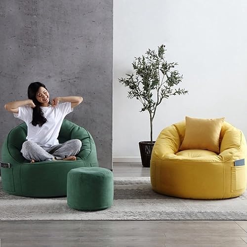 Miniatura 8 de Sillas grandes para sofás perezosos, sin relleno, de algodón, puf, puff para sala de estar, tatami (color 2 en 1 yarda, amarillo, tamaño funda vacía)