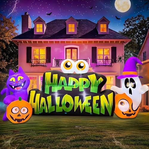 Aufblasbares Halloween-Banner mit Geistern und LEDs, 3 m – Produktansicht 1