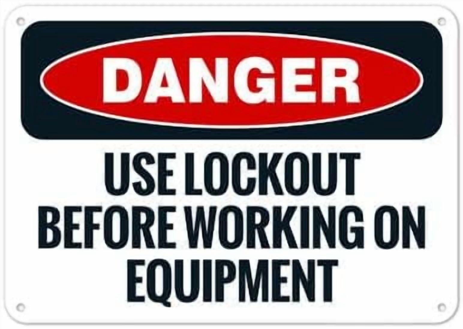 (2-Pack) Metal Tin Sign Use Lockout Before Working On Equipment OSHA Sign Facility Signs NO.27856 Sign 8x12 Inch - Clear Warning for Home & Use