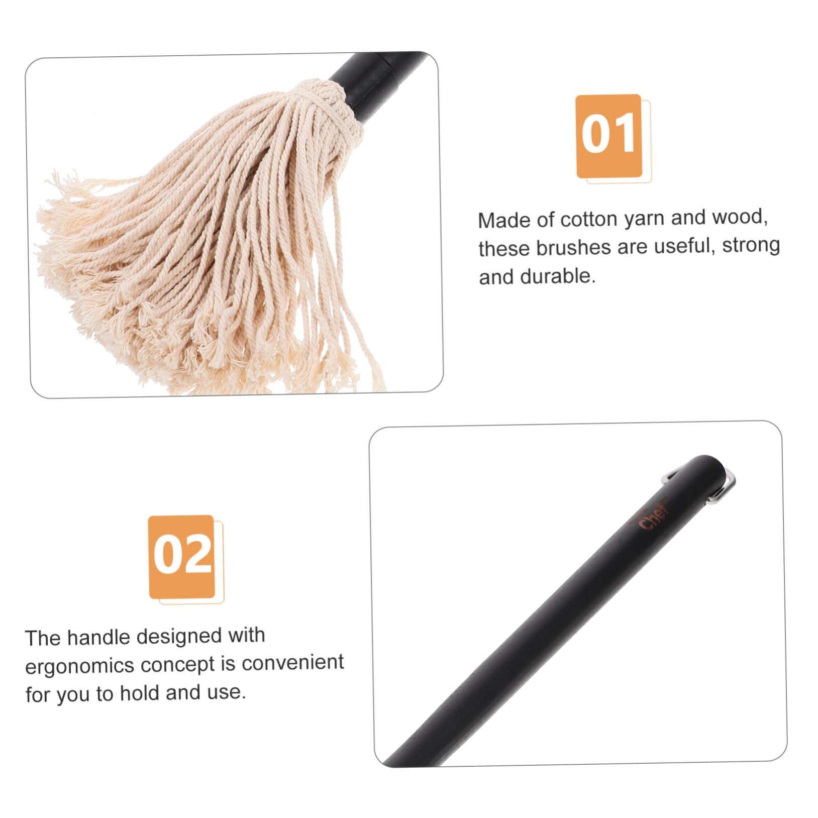 SUPVOX 1pc Bbq Brush Grill Oil Brush for Sauce Wood Cotton Baking Cooking Tool