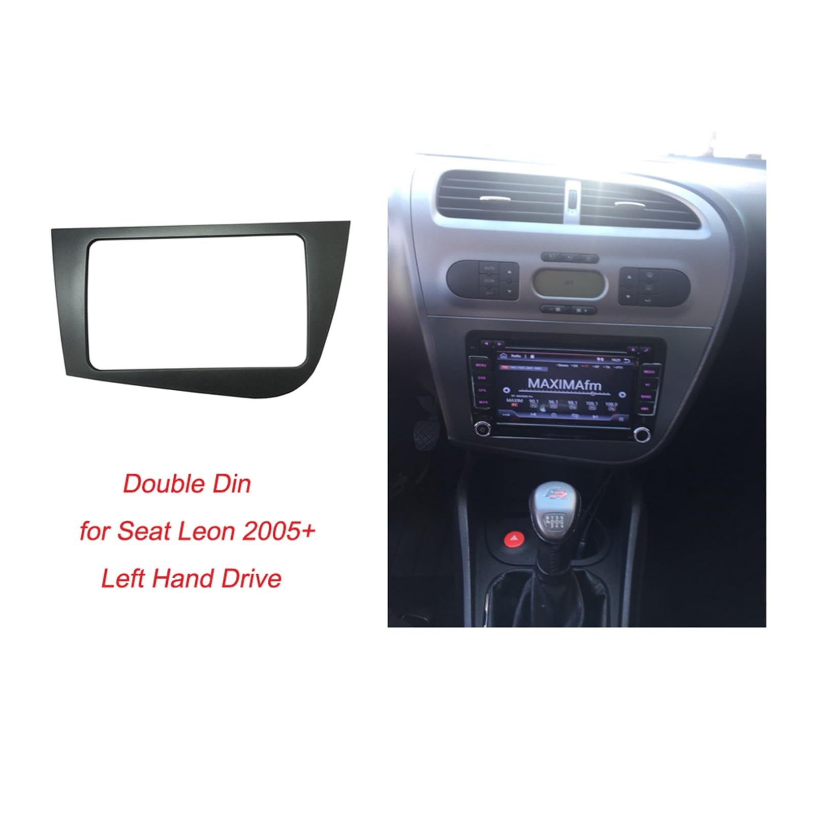 Konsola radiowa LHD Podwójna jednostka główna DIN Panel stereo Montaż na desce rozdzielczej Instalacja nawigacji GPS Wykończenie DVD Ramka czołowa, dla Seat Leon Zestaw do montażu deski rozdzi