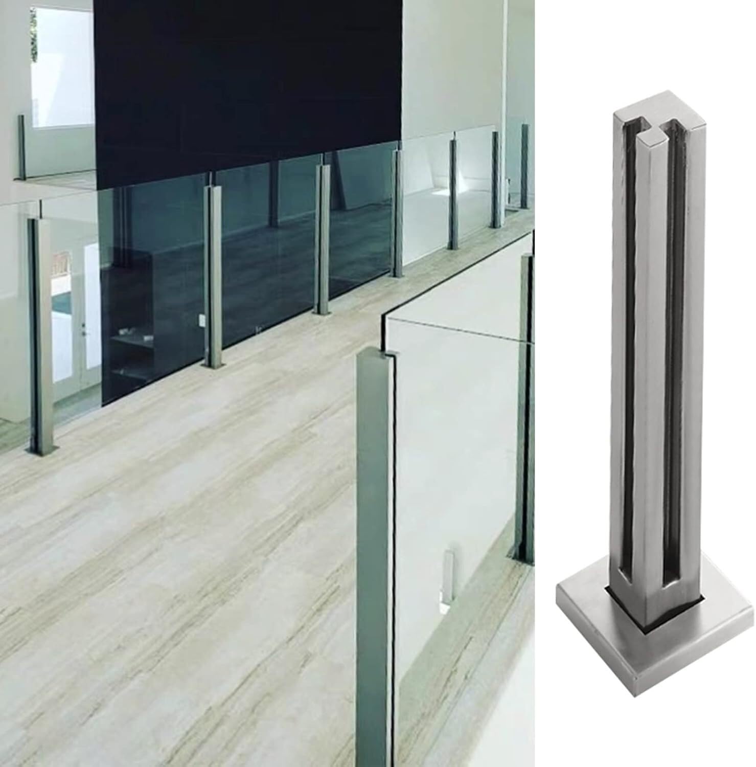 Poteau de rambarde inox de 85 cm pour sécuriser un balcon moderne ou une terrasse