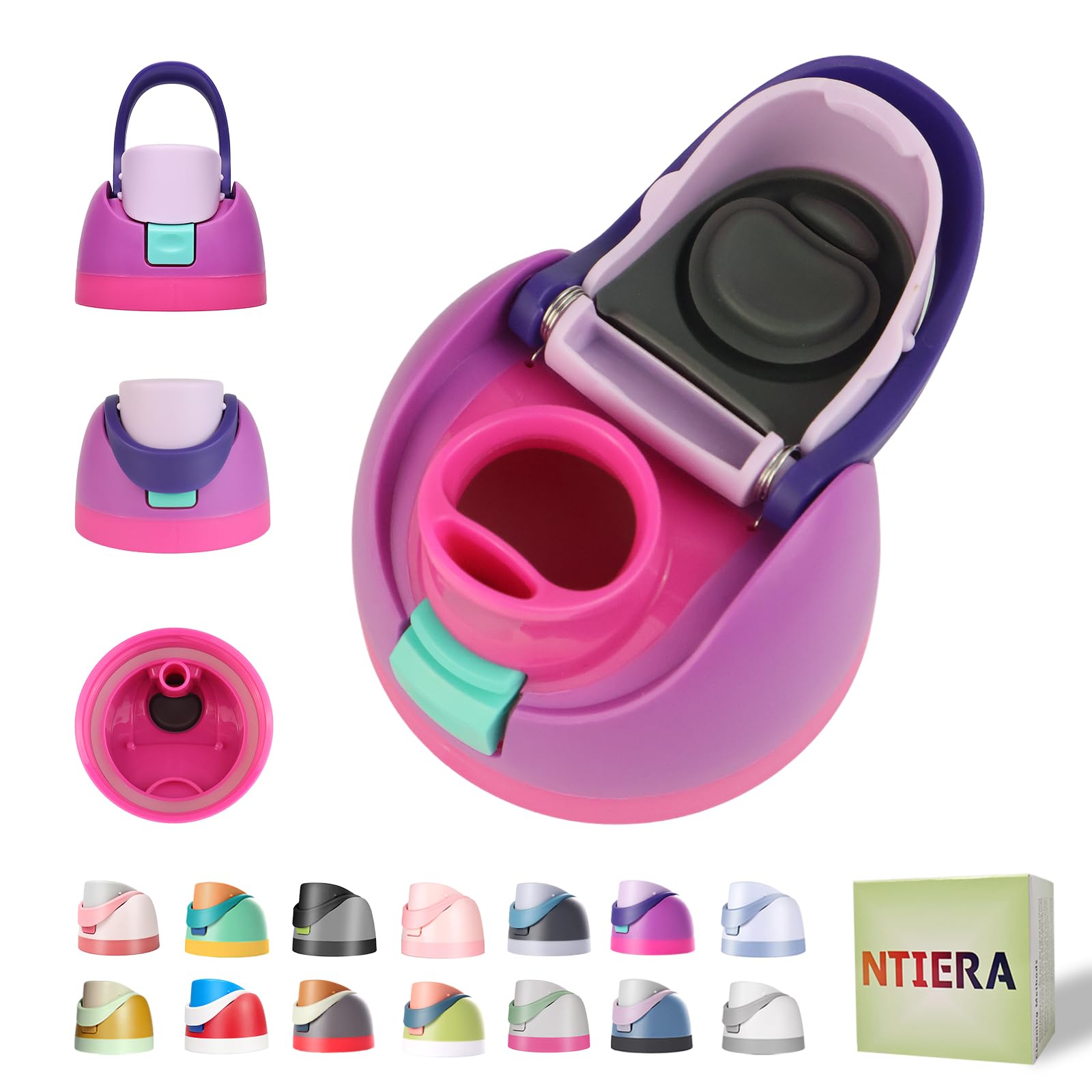 NTIERA Replacement Lid for Owala Freesip Water Bottle, Compatible with Owala Lid and Cap, Premium Accessories for 16oz 24oz 32oz 40oz Bottles,Leak-Proof,BPA-Free(Pink Purple)