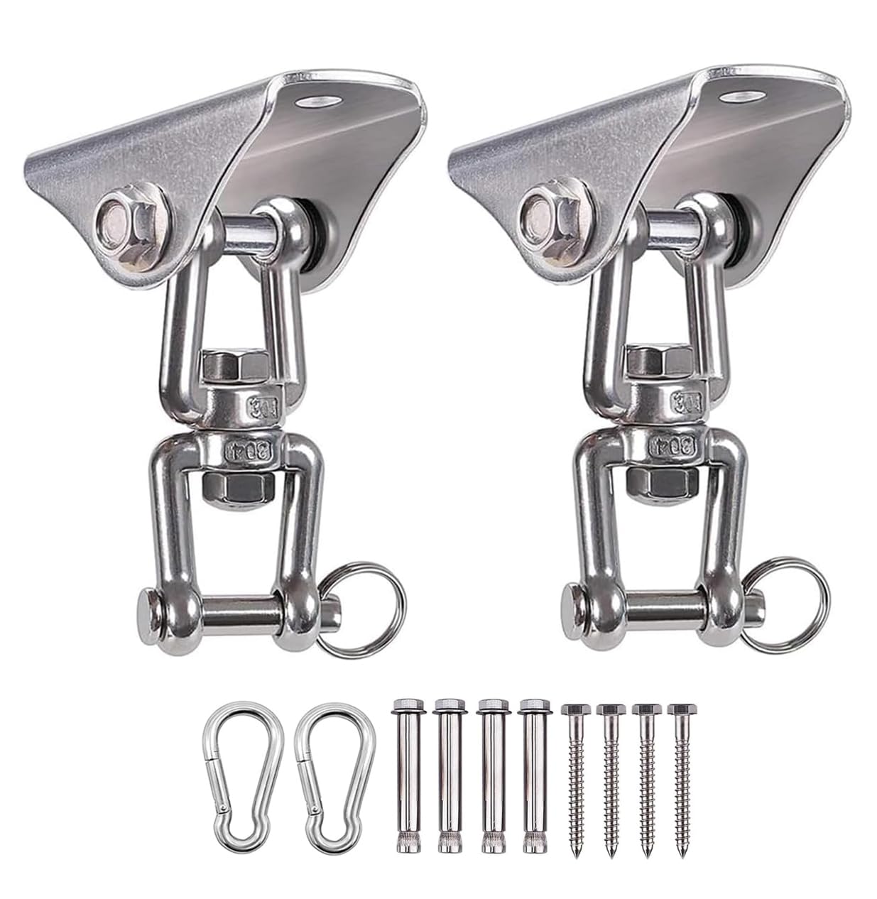COKOLATIA 2 Pcs Swing Hangers Heavy Duty Stainless Steel Ceiling Swing Mount 360° Silent Swing, Playground Porch Yoga Seat Trapeze, Hammock Chair, Hanging Kit, Swing Set Indoor Outdoor