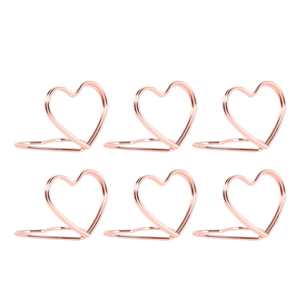 EXCEART 20PCS Eisen Tisch Anzahl Halter Herz Stand Ort Karte Halter Memo Clip Halter Hinweis Halter Bilder Karte Papier Menü Clip für Office Home Schule (Rose Goldene)