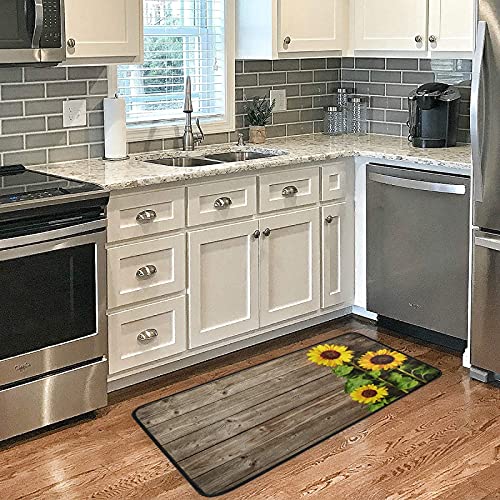 Non-Slip Kitchen Rug Mat Sunflowers Wood Board Print Soft Absorbent Bath Mat Kitchen Rug Doormat Carpet For Bathroom Kitchen Indoor Outdoor 39 X 20 Inch #TOP2